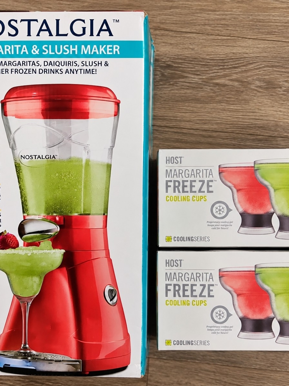 Nostalgia Red Margarita & Slush Maker with Cooling Cups
